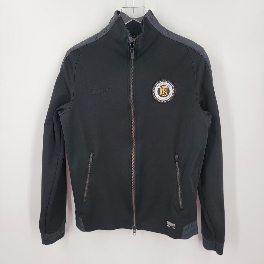 Nike Football Club Jacket Mens Medium Black Zip Up Pockets Soccer Flaw